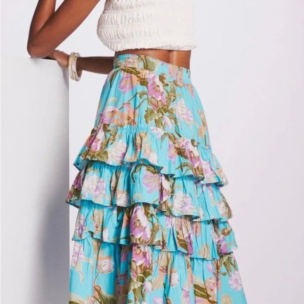 Love The Label Floral A-Line Midi Skirt - Size Small (NWT)